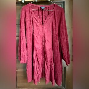 Lucky Brand Plus Red Tunic Blouse